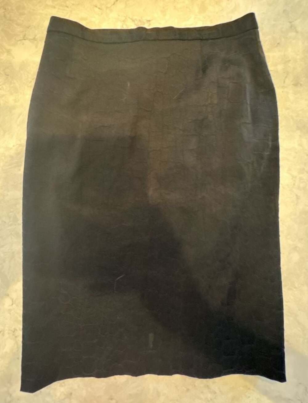Alberto Makali Black Crocodile Embossed Pencil Skirt, Size 8